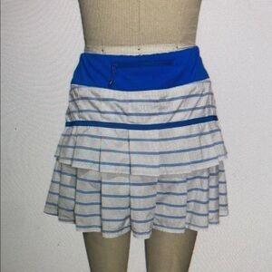Lululemon Athletica Blue and White Striped Mini Skirt